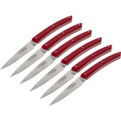 Laguiole Jean Dubost set coltelli 6 pz, acrilico rosso 2