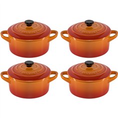 4x1 Le Creuset Mini cocotte con coperchio 10x5cm arancione