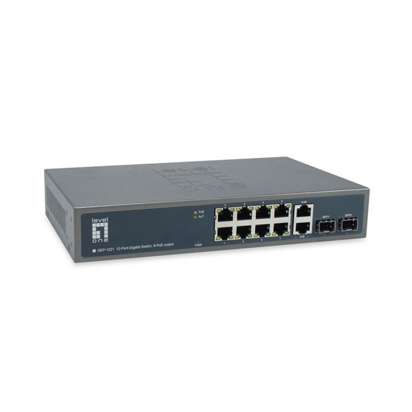 LevelOne GEP-1221 12-Port-Gigabit PoE Switch