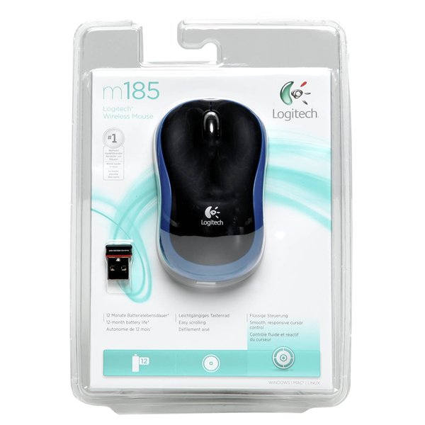 Logitech M 185 Cordless Notebook Mouse USB nero    / azzurro