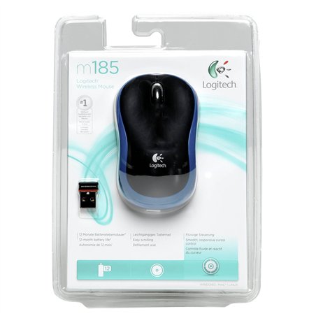 Logitech M 185 Cordless Notebook Mouse USB nero    / azzurro