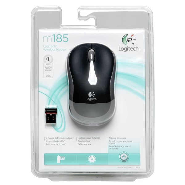 Logitech M 185 Cordless Notebook Mouse USB nero / grigio