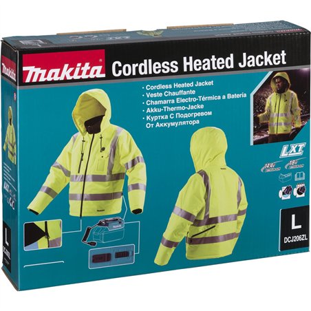 Makita DCJ206Z L giallo giacca termica a batteria