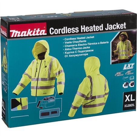 Makita DCJ206Z XL giallo giacca termica a batteria