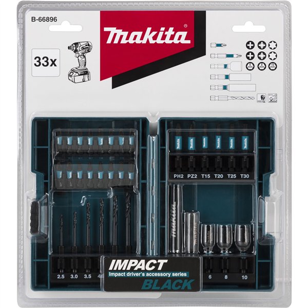 Makita B-66896 Impact nero set punte trapano