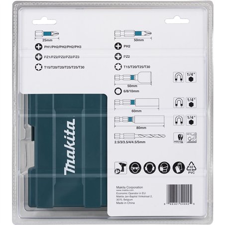 Makita B-66896 Impact nero set punte trapano