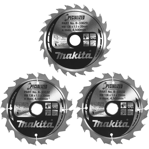 Makita B-33897 set lame 136x20x16Z+24Z