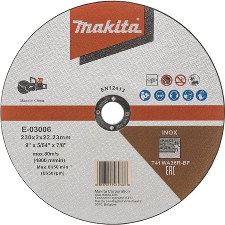 Makita E-03006 disco da taglio 230x1,9mm INOX