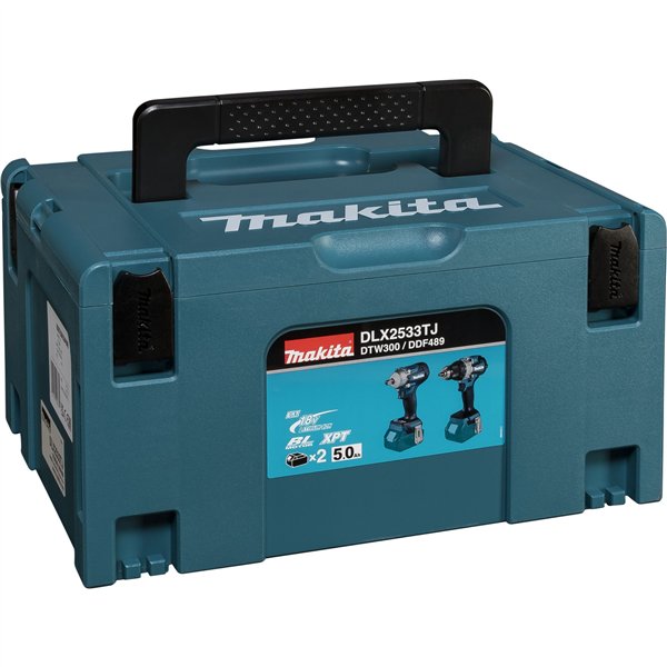 Makita DLX2533TJ Akku-Kombo-Kit DDF489 + DTW300 + 2x5Ah + Makpac