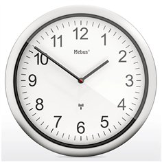 Mebus 19809 orologio da parete radiocontrollato bianco/argento