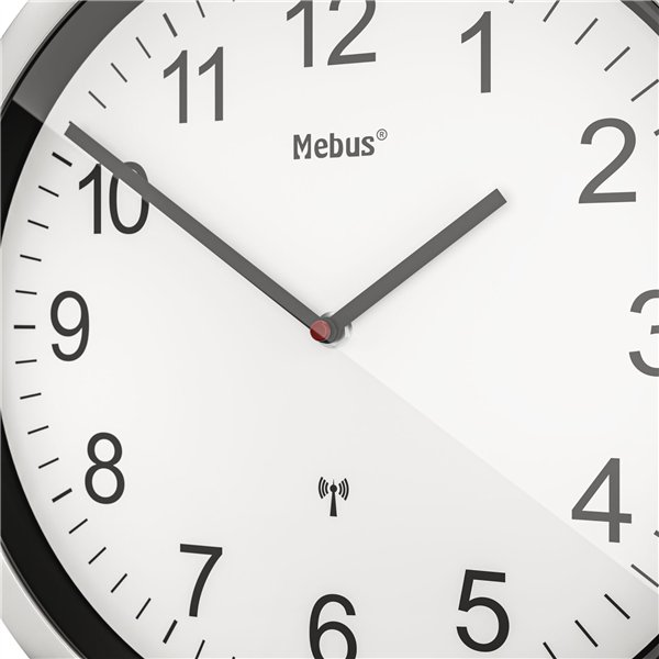 Mebus 19809 orologio da parete radiocontrollato bianco/argento