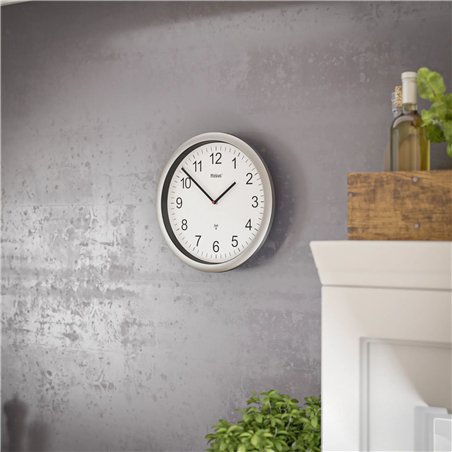 Mebus 19809 orologio da parete radiocontrollato bianco/argento