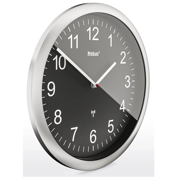 Mebus 19812 orologio da parete radiocontrollato nero/argento