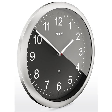 Mebus 19812 orologio da parete radiocontrollato nero/argento