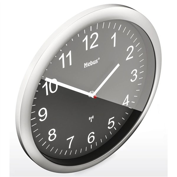Mebus 19812 orologio da parete radiocontrollato nero/argento