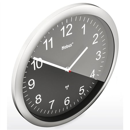 Mebus 19812 orologio da parete radiocontrollato nero/argento
