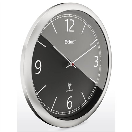 Mebus 19813 orologio da parete radiocontrollato nero/argento