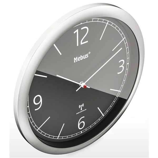 Mebus 19813 orologio da parete radiocontrollato nero/argento