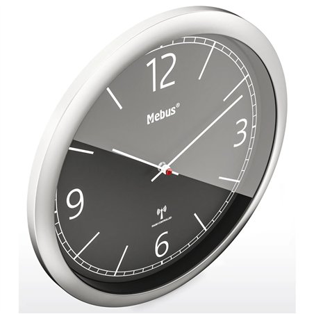 Mebus 19813 orologio da parete radiocontrollato nero/argento