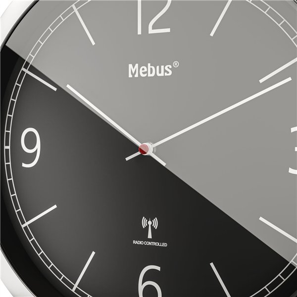 Mebus 19813 orologio da parete radiocontrollato nero/argento