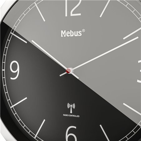 Mebus 19813 orologio da parete radiocontrollato nero/argento