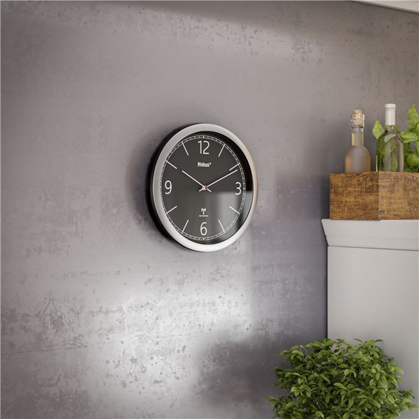 Mebus 19813 orologio da parete radiocontrollato nero/argento