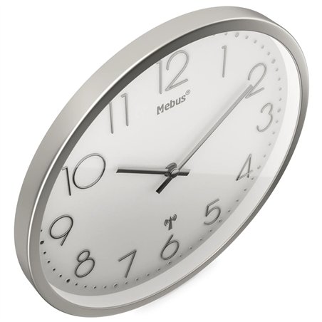 Mebus 19776 orologio da parete radiocontrollato argento/bianco