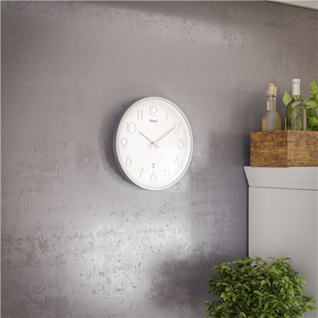 Mebus 19776 orologio da parete radiocontrollato argento/bianco