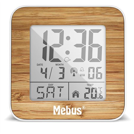 Mebus 27247  bianco/look legno Sveglia radiocontrollata digital