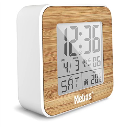 Mebus 27247  bianco/look legno Sveglia radiocontrollata digital