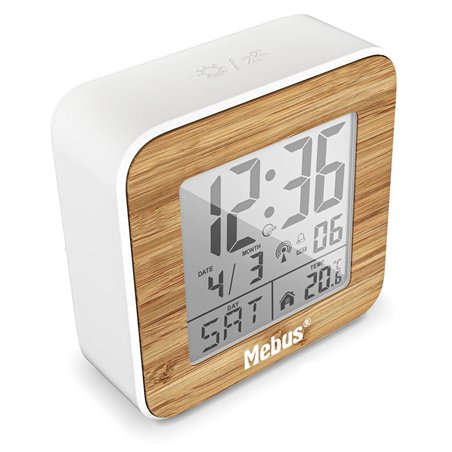 Mebus 27247  bianco/look legno Sveglia radiocontrollata digital