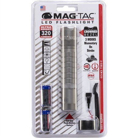 Maglite Mag-Tac crowned bezel torcia elettrica grigio
