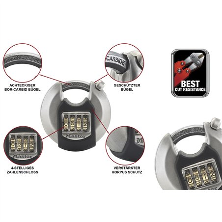 Master Lock lucchetto c. combin. a disco inox M40EURDNUM