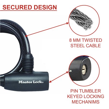 Master Lock lucchetto cavo a spirale 8mm 8126EURDPRO