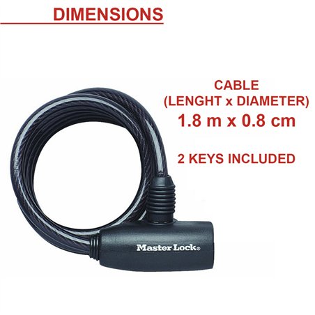 Master Lock lucchetto cavo a spirale 8mm 8126EURDPRO