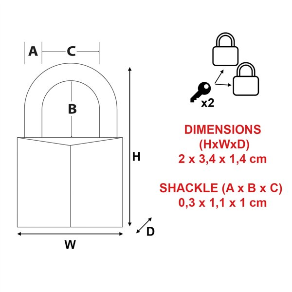 Master Lock 2 lucchetti cilind. 3 pist.  20mm 9120EURTCC