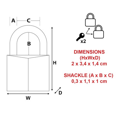 Master Lock 2 lucchetti cilind. 3 pist.  20mm 9120EURTCC