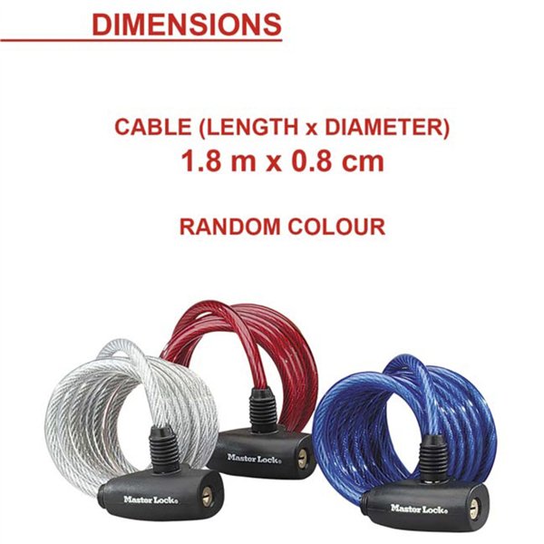 Master Lock cavo spir. 1,80m incl. 2 chiavi 8127EURDPRO