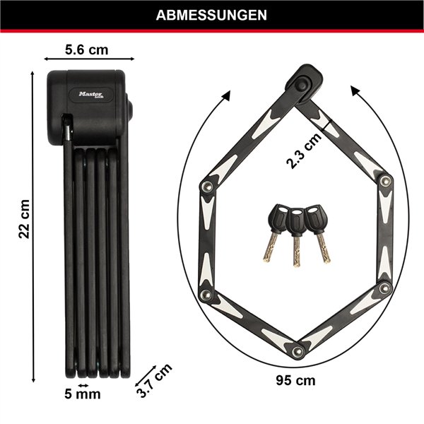 Master Lock lucchetto pieghevole (VdS) con chiave     8333EURDPRO