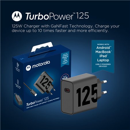 Motorola TurboPower 125W caric. USB-PD 3.0 GaNFast + USB-C cavo
