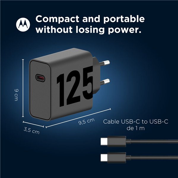 Motorola TurboPower 125W caric. USB-PD 3.0 GaNFast + USB-C cavo