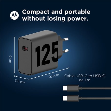 Motorola TurboPower 125W caric. USB-PD 3.0 GaNFast + USB-C cavo