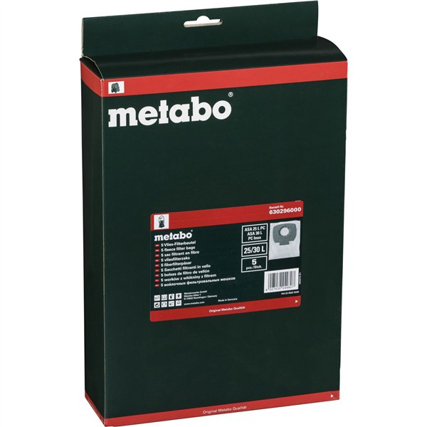Metabo 5 sacchetti filtro tessuto non tessuto 25 l 30 l