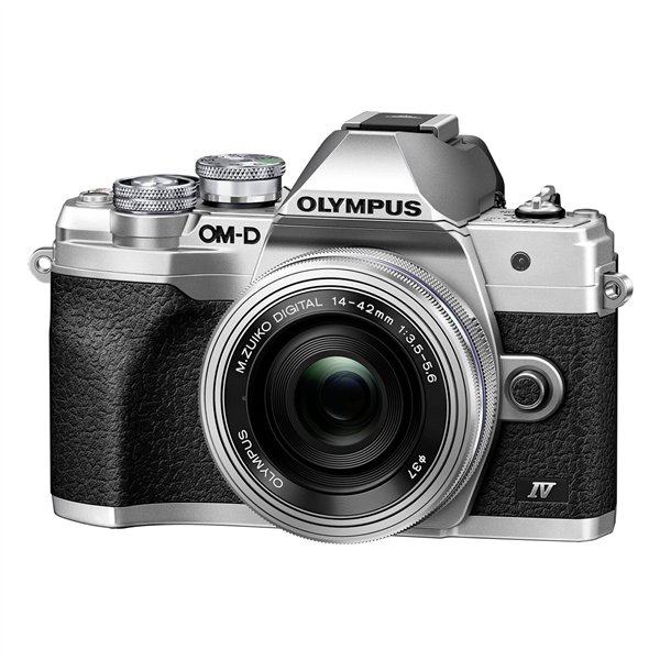 Olympus OM-D E-M10 Mark IV Set + 14-42 Pancake Zoom argento