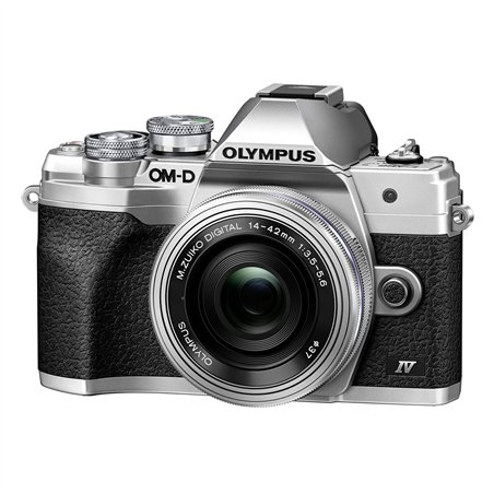 Olympus OM-D E-M10 Mark IV Set + 14-42 Pancake Zoom argento
