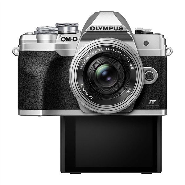 Olympus OM-D E-M10 Mark IV Set + 14-42 Pancake Zoom argento