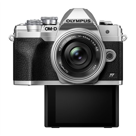 Olympus OM-D E-M10 Mark IV Set + 14-42 Pancake Zoom argento