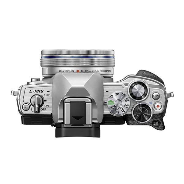 Olympus OM-D E-M10 Mark IV Set + 14-42 Pancake Zoom argento