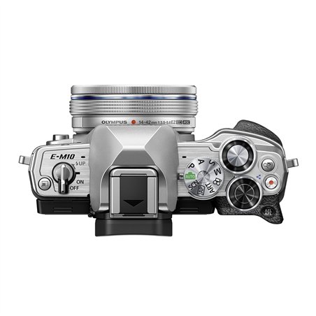Olympus OM-D E-M10 Mark IV Set + 14-42 Pancake Zoom argento