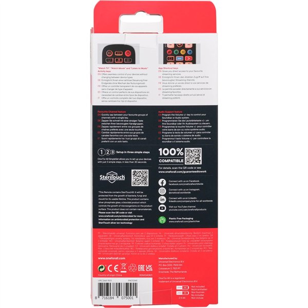 One for All Essential SteriTouch 6 Backlight Antimicro.  URC3661